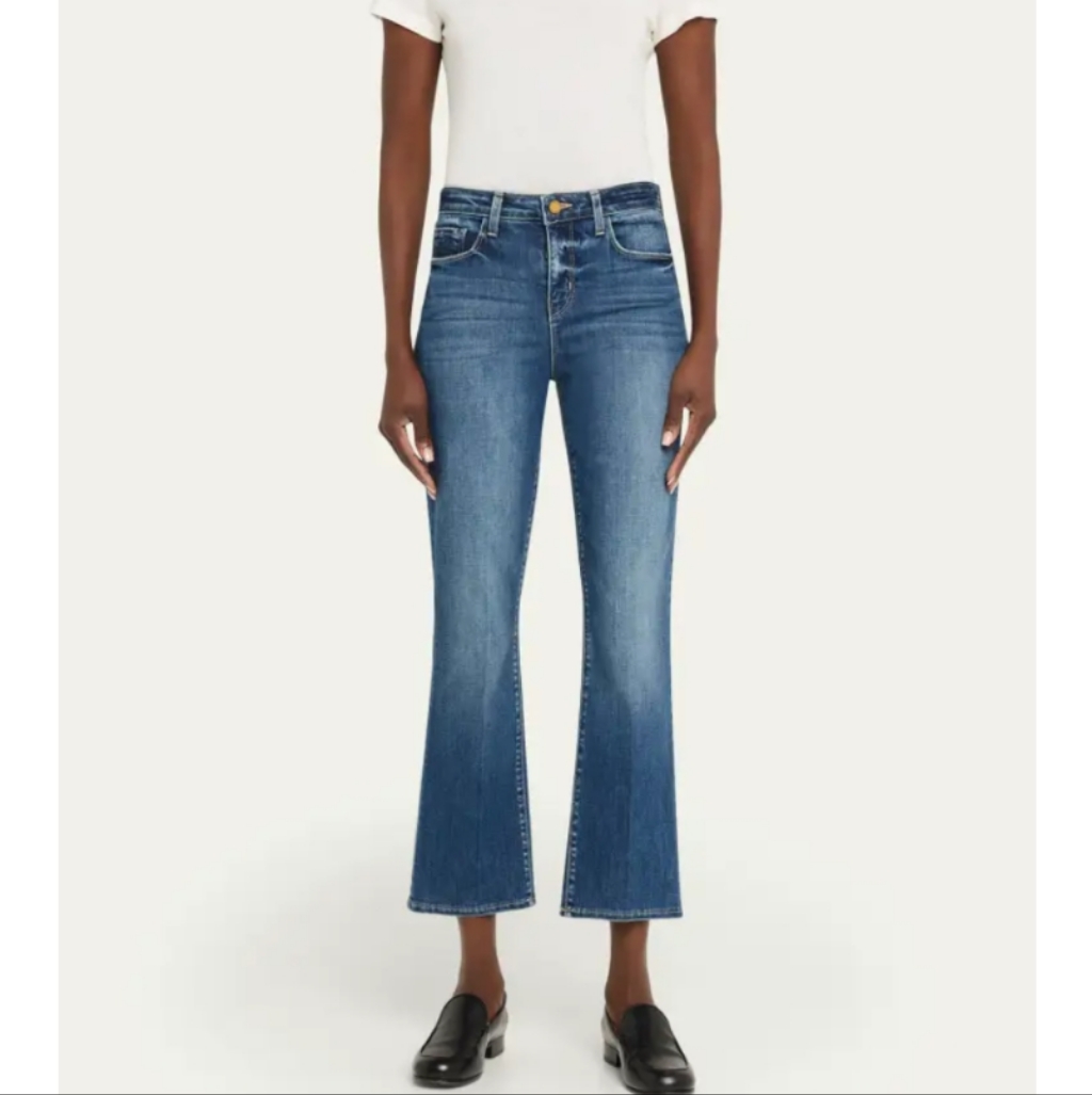 L'agence Tati High Rise Cropped Dark Wash Denim Jeans